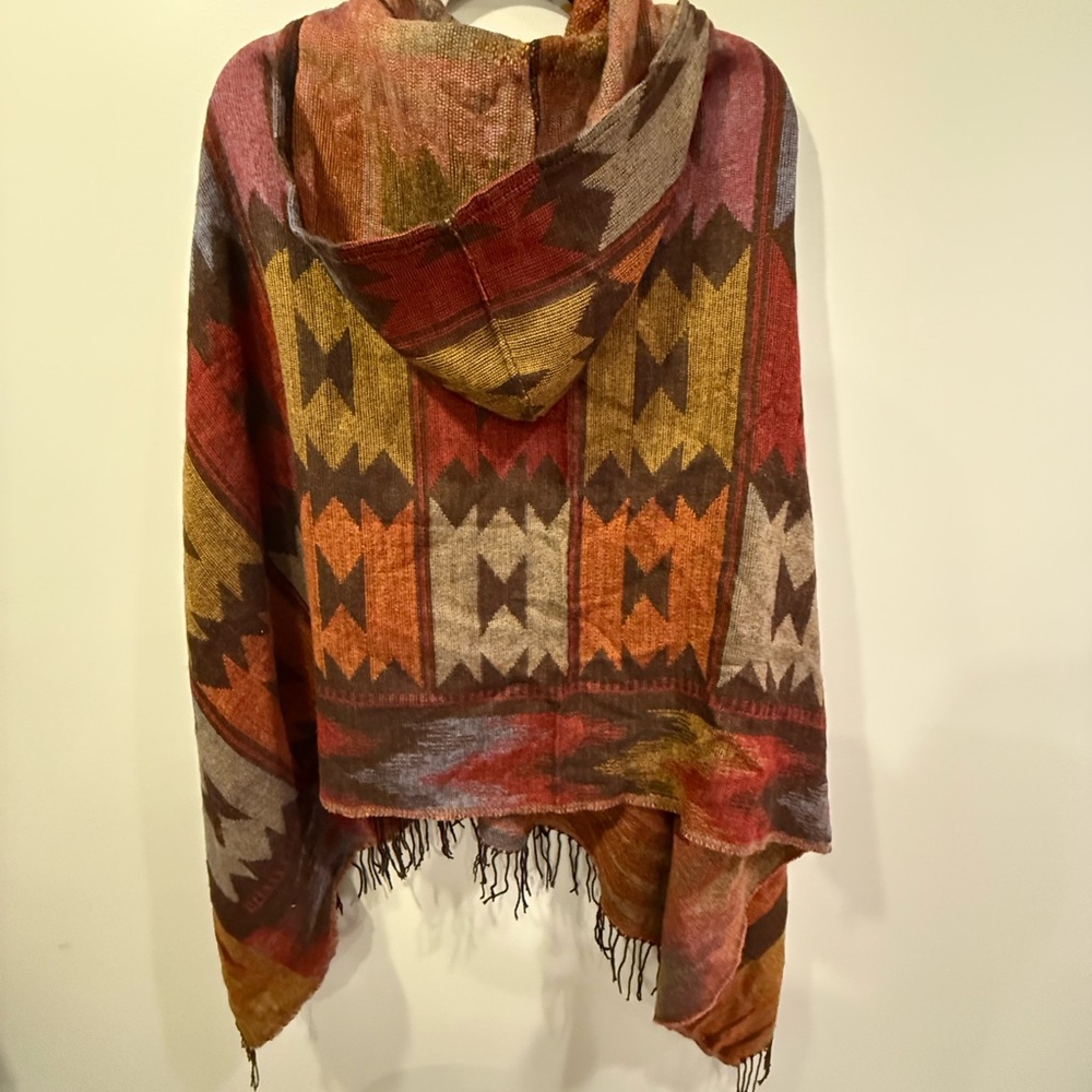 Colorful Aztec Patterned Poncho - Picture 3 of 3